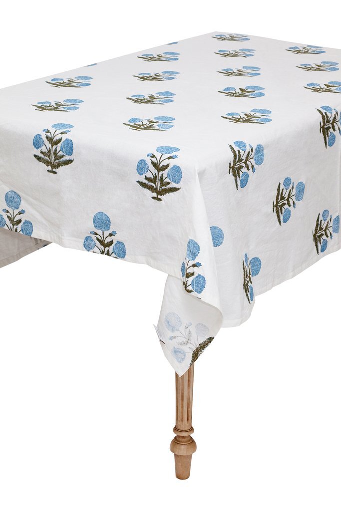 Blue poppy patterned tablecloth - Paloma and Co..jpeg