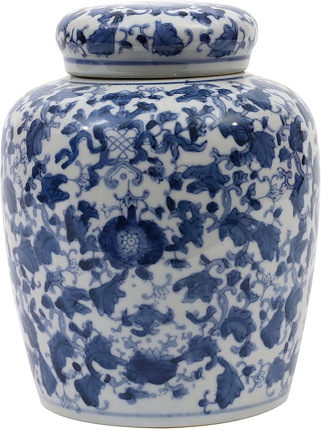 Creative Co-op Decorative Blue and White Ceramic Ginger Jar with Lid, Large - Amazon.jpg