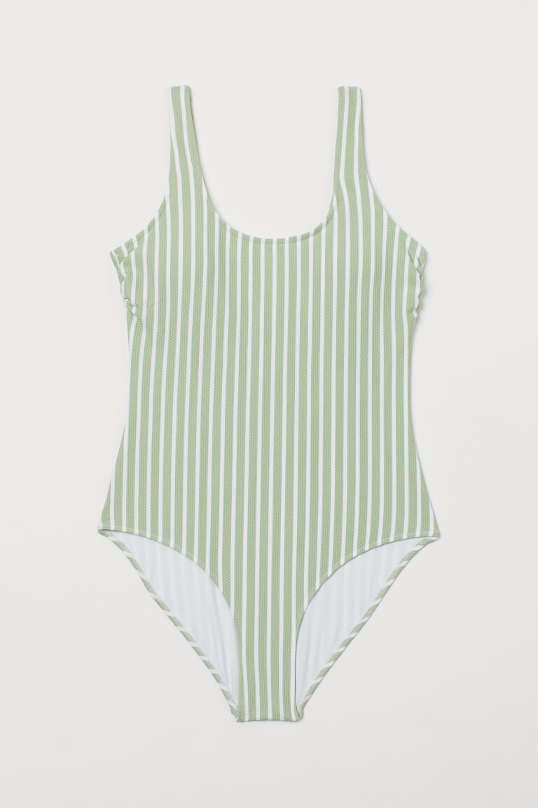 Green-striped one-piece swimsuit - HM.jpeg