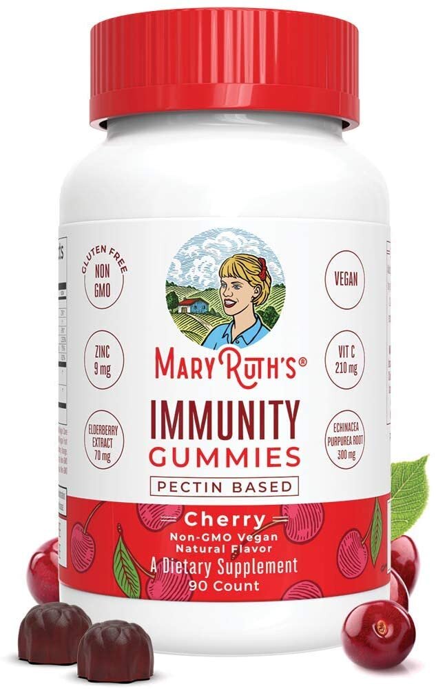 Immunity Gummies Elderberry 5-in-1 for Kids - Adults by MaryRuth's - Organic Ingredients - Echinacea, Vitamin C and D - Vegan Non-GMO Cherry 90ct - Amazon.jpg