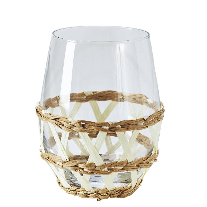 Island Wrapped Stemless Wine Glass White, Set of 4 - Amanda Lindroth.jpeg