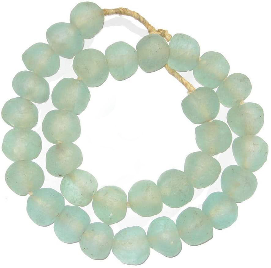 Jumbo Recycled Glass Beads - Beaded Wall Hangings - Extra Large African Sea Glass Beads 21-25mm - The Bead Chest (Clear Aqua) - Amazon.jpg
