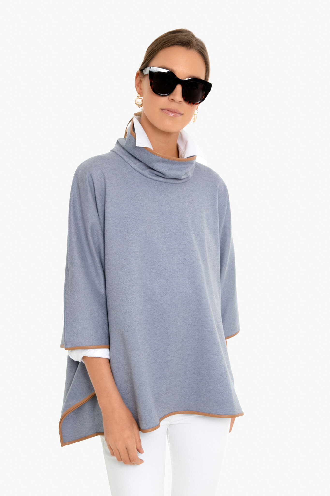 Slate Blue Leather Trim Funnel Neck Piper Poncho - Tuckernuck.jpeg