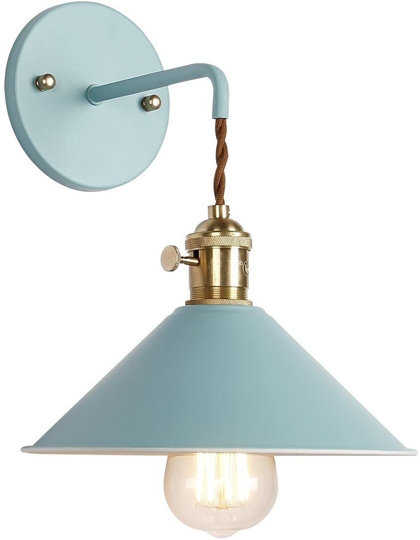 iYoee Wall Sconce Lamps Lighting Fixture with on Off Switch,Blue Macaron Wall lamp E26 Edison Copper lamp Holder with Frosted Paint Body Bedside lamp Bathroom Vanity Lights - Amazon.jpg