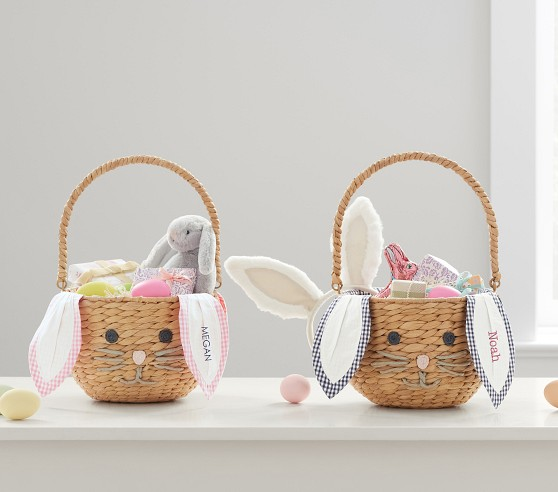 Wicker bunny face and ears Easter basket
