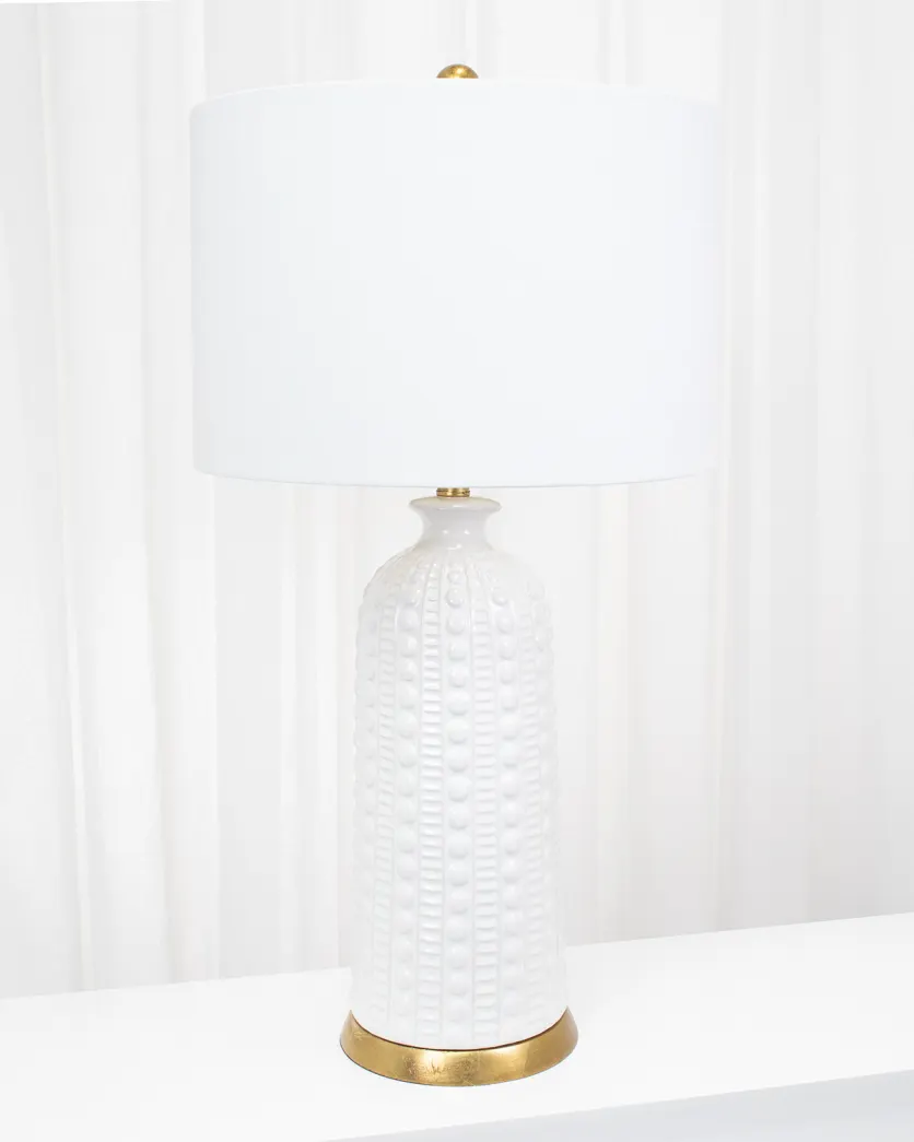 spring white textured table lamp